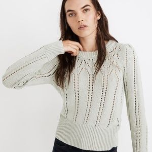 Madewell Pointelle Puff-Sleeve Sweater NWT